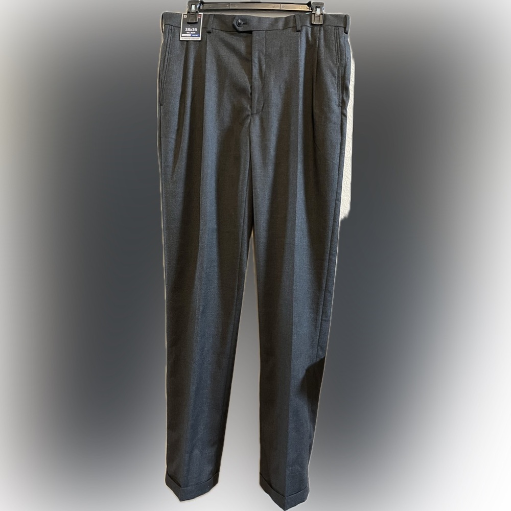 Roundtree & Yorke Black Dress Pants with Classic Fit and Flat Front NWT 38x36